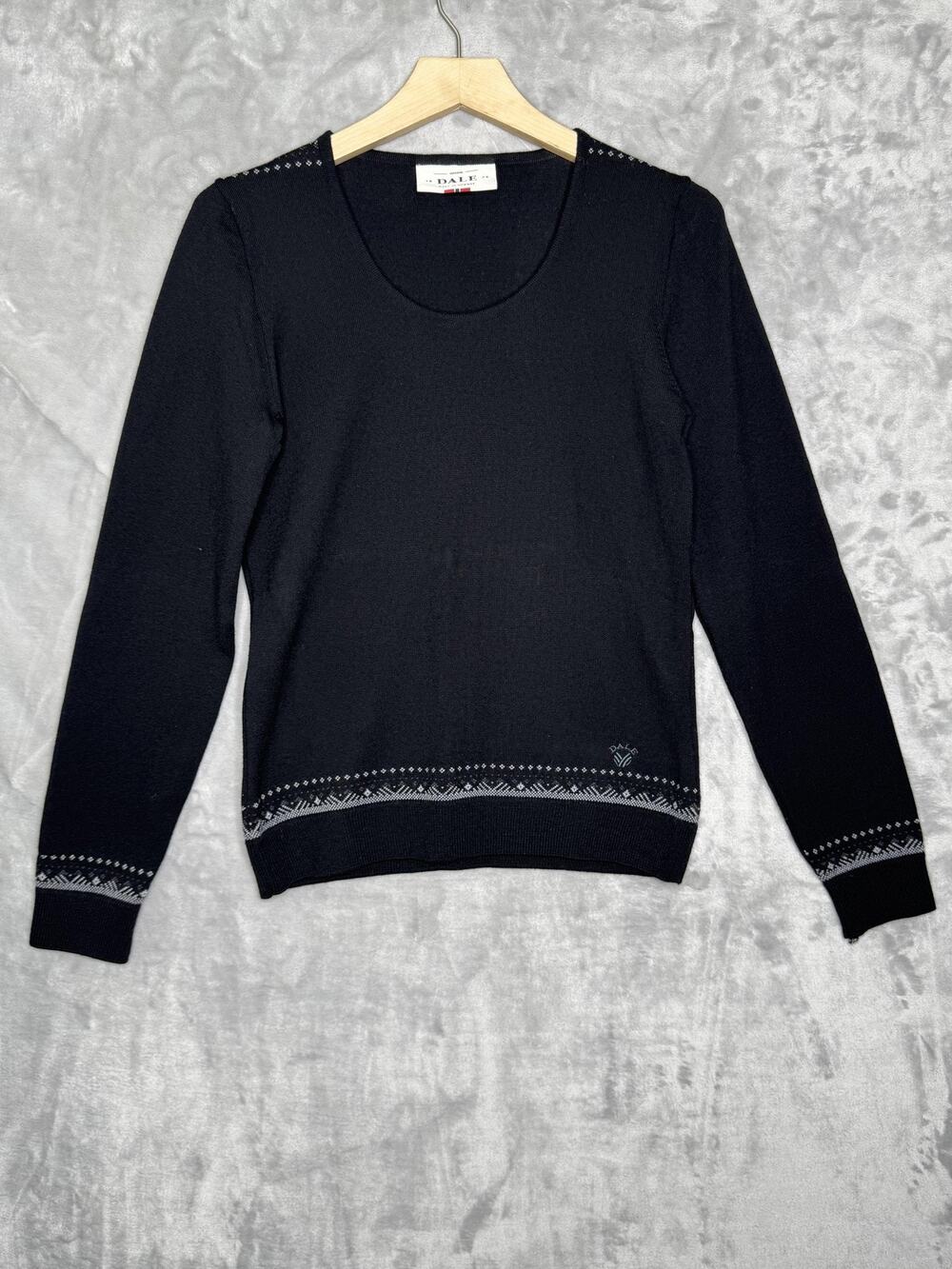 Dale Of Norway Sweater Womens Medium Black Merino Wool Fair Isle Ski Pullover
